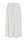 Vila Yasmin Button Pleated Midi Skirt, Snow White