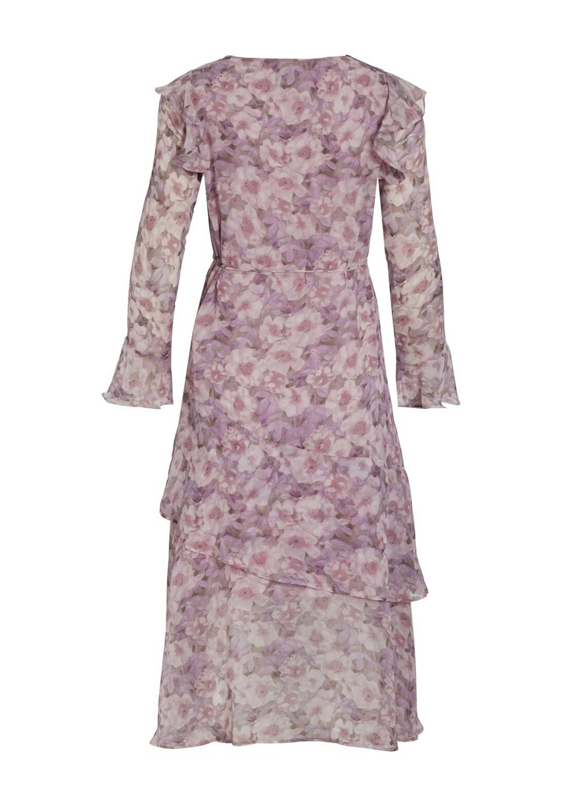 Vila Ariva Floral Print Layered Maxi Dress, Misty Rose