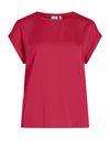 Vila Ellette Satin Front T Shirt, Red