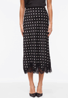 Vila Dota Polka Dot Lace Trim Satin Skirt, Black