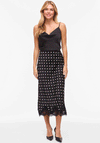Vila Dota Polka Dot Lace Trim Satin Skirt, Black
