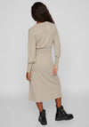 Vila Marla Fine Knit Midi Jumper Dress, Natural Melange