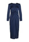 Vila Ravenna Knotted Waist Satin Maxi Dress, Navy Blazer