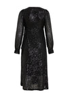 Vila Maia Sequin Midi Wrap Dress, Black