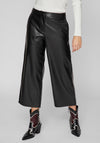 Vila Dagmar Faux Leather Wide Leg Cropped Trouser, Black