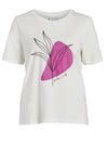 Vila Sybill Leaf Print T-Shirt, Snow White