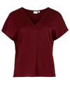 Vila Ellette V-Neck Satin Top, Cabernet
