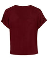 Vila Ellette V-Neck Satin Top, Cabernet