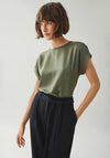 Vila Ellette Satin Top, Dusty Olive