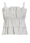 Villa Mamel Metallic Frill Top, Silver