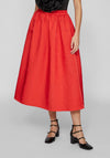 Vila Mabelle Volume Midi Skirt, Medium Red