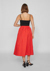 Vila Mabelle Volume Midi Skirt, Medium Red
