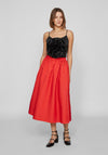 Vila Mabelle Volume Midi Skirt, Medium Red