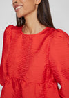 Vila Belle Balloon Sleeve Blouse, Medium Red