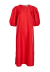 Vila Mabelle Puff Sleeve Midi Dress, Poppy Red