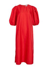 Vila Mabelle Puff Sleeve Midi Dress, Poppy Red