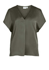 Vila Ellette V-Neck Satin Top, Dusty Olive