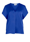 Vila Ellette V-Neck Satin Top, Mazarine Blue