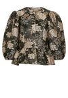 Vila Othea Jacquard Peplum Top, Black Beauty