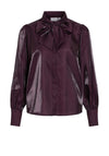 Vila Klarina Pussy Bow Sheen Shirt, Plum Perfect
