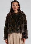 VILA Long Sleeve Faux Fur Jacket, Brown