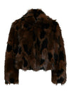 VILA Long Sleeve Faux Fur Jacket, Brown