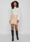 Vila Dagmar Faux Leather Mini Skirt, Beige