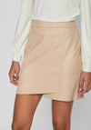Vila Dagmar Faux Leather Mini Skirt, Beige