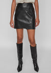 Vila Dagmar Faux Leather Mini Skirt, Black