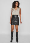 Vila Dagmar Faux Leather Mini Skirt, Black