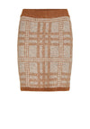 Vila Cilia Check Print Knitted Mini Skirt, Caramel Cafe