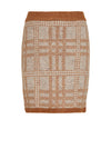 Vila Cilia Check Print Knitted Mini Skirt, Caramel Cafe