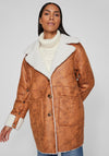Vila Loal Reversible Borg Coat, Birch Teddy