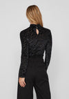 Vila Maxa Velour Zebra Print Top, Black