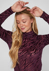 Vila Maxa Velour Zebra Print Top, Winter Brown