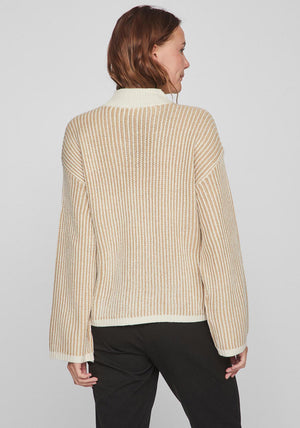 Vila Dubline High Neck Knit Sweater, Cornstalk