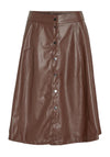 Vila Faux Leather A-line Midi Skirt, Shaved Chocolate
