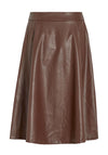 Vila Faux Leather A-line Midi Skirt, Shaved Chocolate