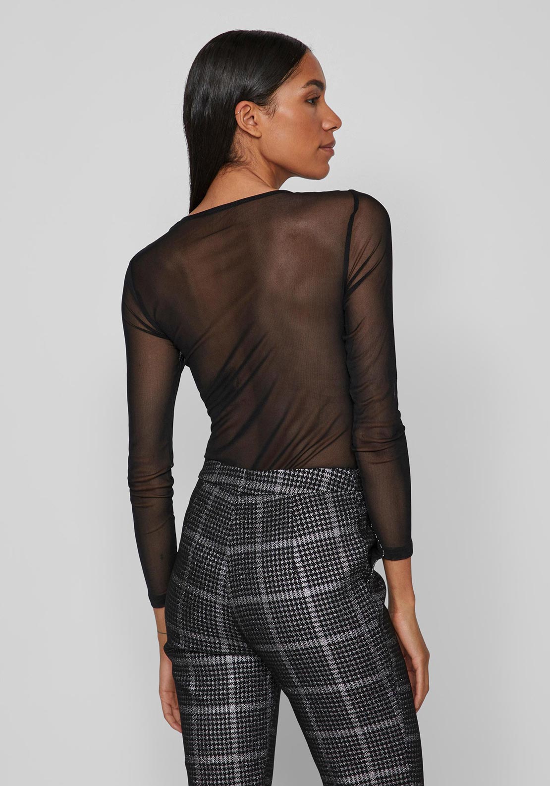 Vila Sala Sheer Lace Bodysuit, Black