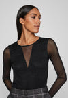 Vila Sala Sheer Lace Bodysuit, Black