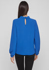Vila Rashil High Neck with Cut-Out Detail Blouse, Lapis Blue