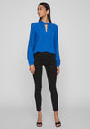 Vila Rashil High Neck with Cut-Out Detail Blouse, Lapis Blue