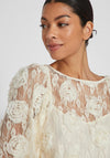 Vila Maja Flower Applique Lace Blouse, Birch