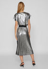 Vila Linea Pleated Metallic Midi Skirt, Silver