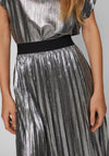 Vila Linea Pleated Metallic Midi Skirt, Silver
