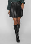 Vila Miriam Coated Plisse Mini Skirt, Black