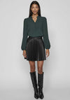 Vila Miriam Coated Plisse Mini Skirt, Black