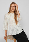 Vila Mika Floral Sequin Flowy Blouse, Cloud Dancer