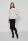 Vila Mika Floral Sequin Flowy Blouse, Cloud Dancer
