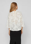 Vila Mika Floral Sequin Flowy Blouse, Cloud Dancer